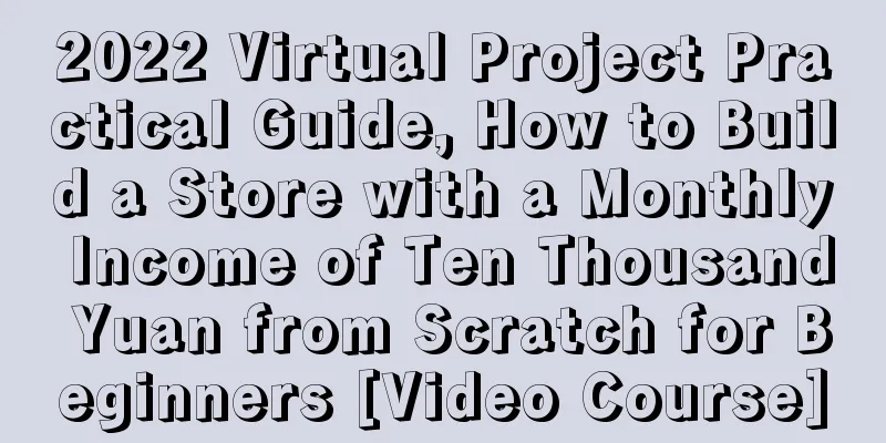 2022 Virtual Project Practical Guide, How to Build a Store with a Monthly Income of Ten Thousand Yuan from Scratch for Beginners [Video Course]