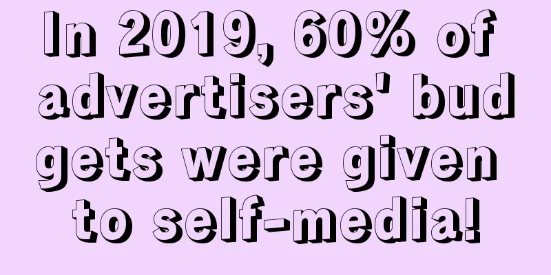 In 2019, 60% of advertisers' budgets were given to self-media!