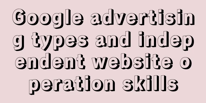 Google advertising types and independent website operation skills