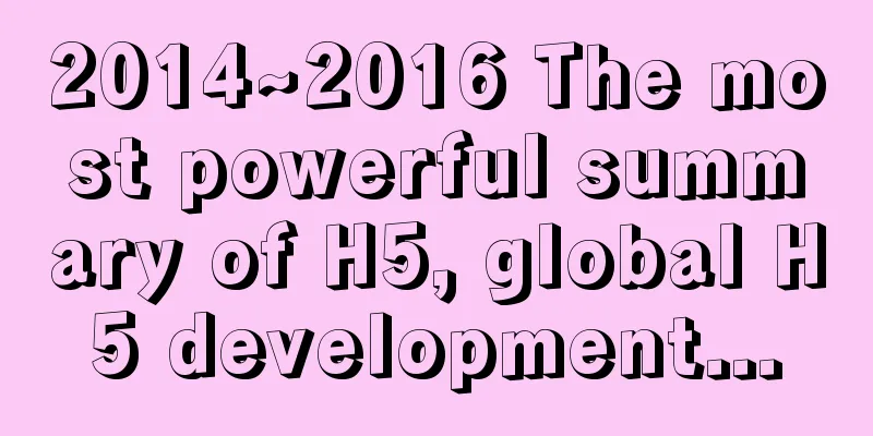 2014~2016 The most powerful summary of H5, global H5 development...