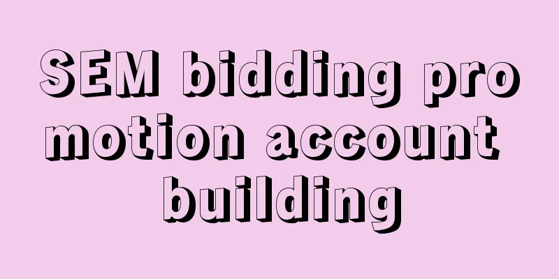 SEM bidding promotion account building