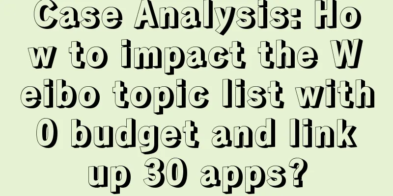 Case Analysis: How to impact the Weibo topic list with 0 budget and link up 30 apps?