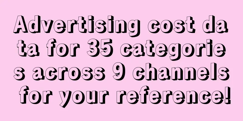 Advertising cost data for 35 categories across 9 channels for your reference!