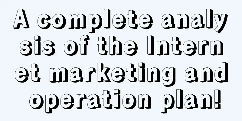 A complete analysis of the Internet marketing and operation plan!