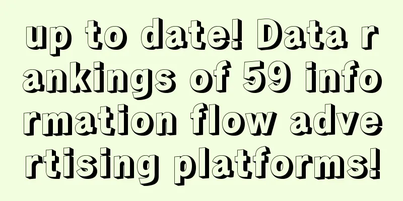 up to date! Data rankings of 59 information flow advertising platforms!