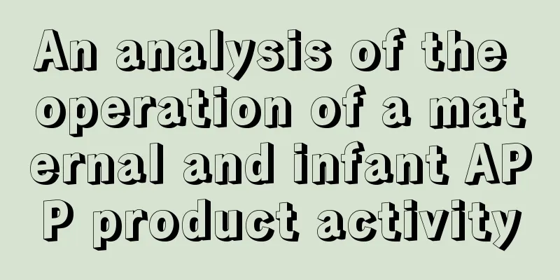 An analysis of the operation of a maternal and infant APP product activity