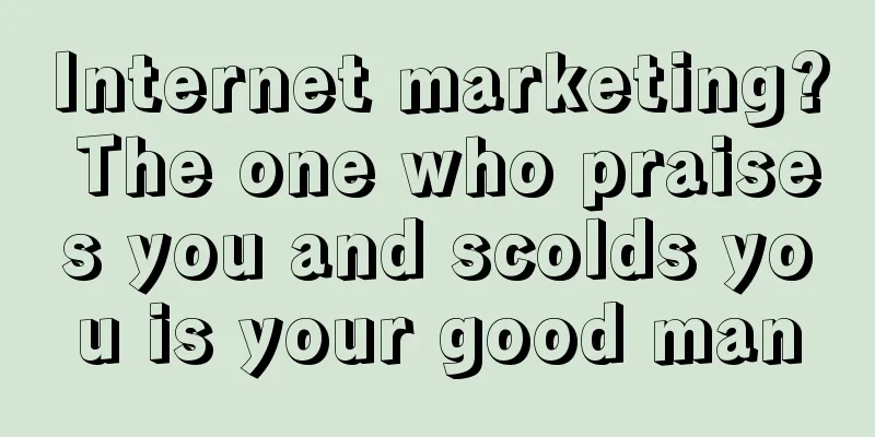 Internet marketing? The one who praises you and scolds you is your good man