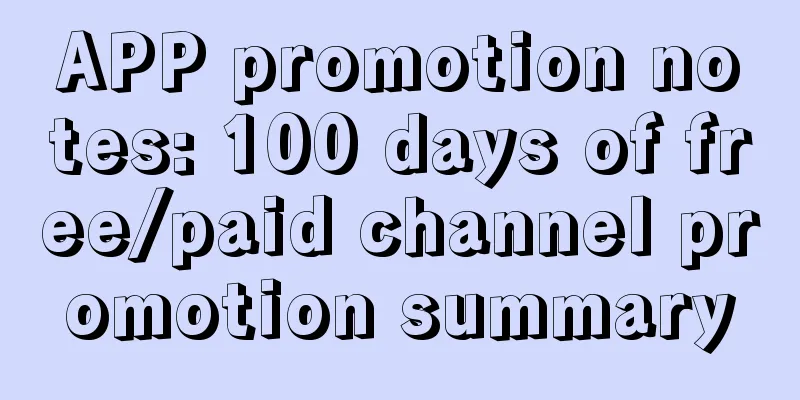 APP promotion notes: 100 days of free/paid channel promotion summary