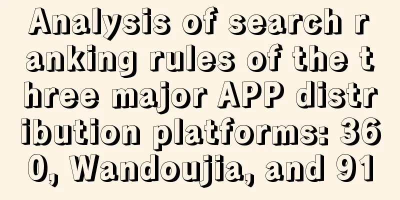 Analysis of search ranking rules of the three major APP distribution platforms: 360, Wandoujia, and 91