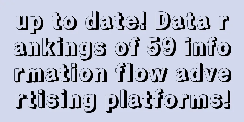 up to date! Data rankings of 59 information flow advertising platforms!