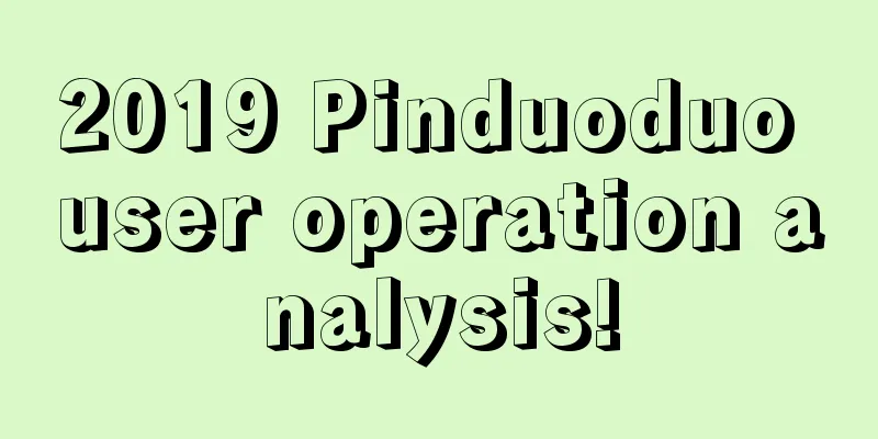 2019 Pinduoduo user operation analysis!