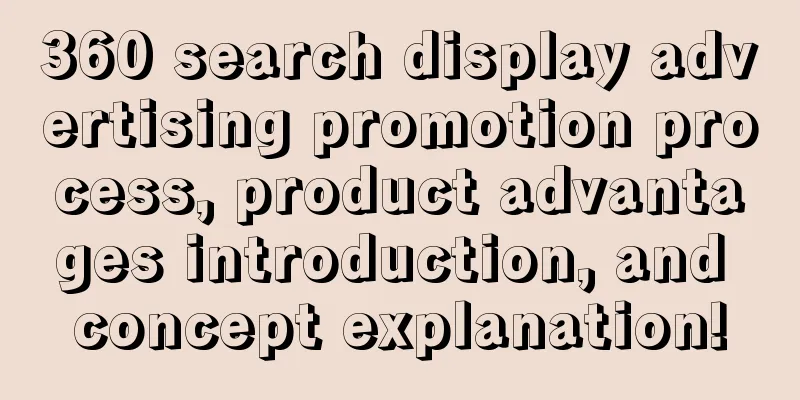 360 search display advertising promotion process, product advantages introduction, and concept explanation!