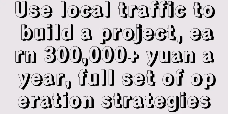 Use local traffic to build a project, earn 300,000+ yuan a year, full set of operation strategies