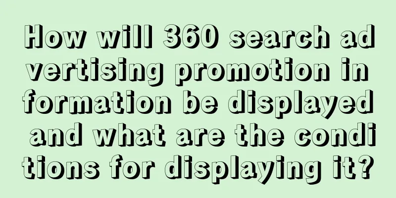 How will 360 search advertising promotion information be displayed and what are the conditions for displaying it?