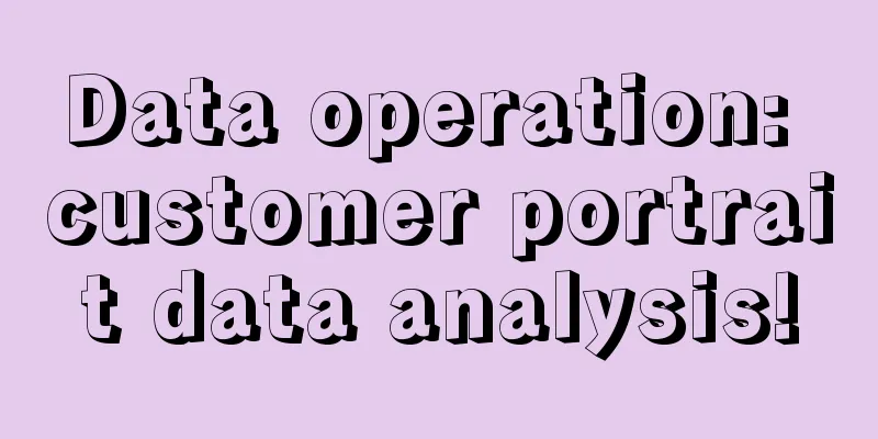 Data operation: customer portrait data analysis!