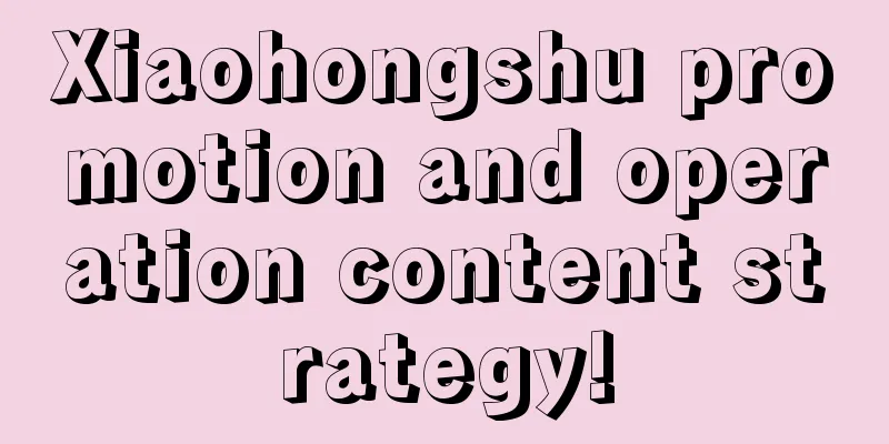 Xiaohongshu promotion and operation content strategy!