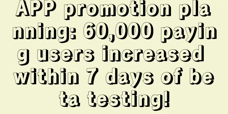 APP promotion planning: 60,000 paying users increased within 7 days of beta testing!