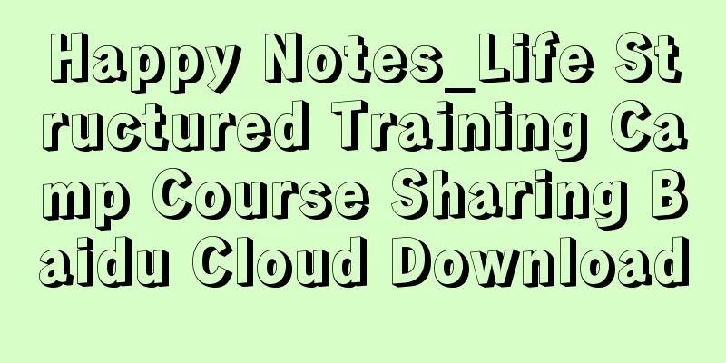 Happy Notes_Life Structured Training Camp Course Sharing Baidu Cloud Download