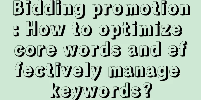 Bidding promotion: How to optimize core words and effectively manage keywords?