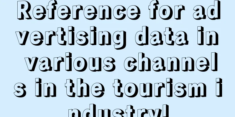 Reference for advertising data in various channels in the tourism industry!