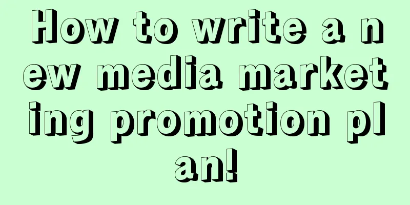 How to write a new media marketing promotion plan!