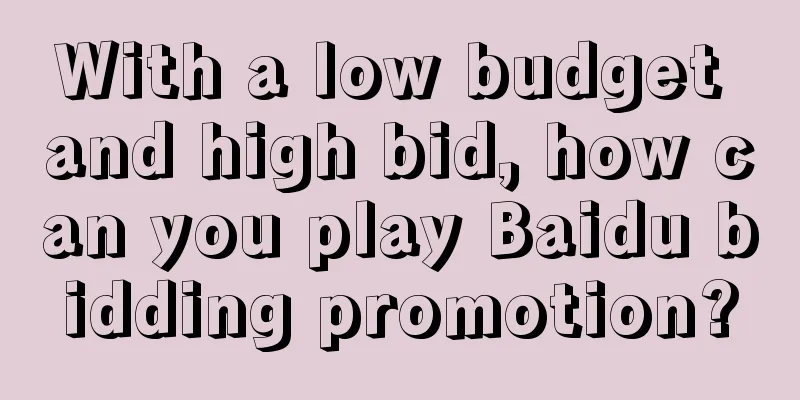 With a low budget and high bid, how can you play Baidu bidding promotion?