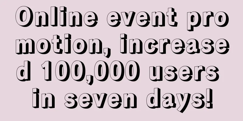 Online event promotion, increased 100,000 users in seven days!