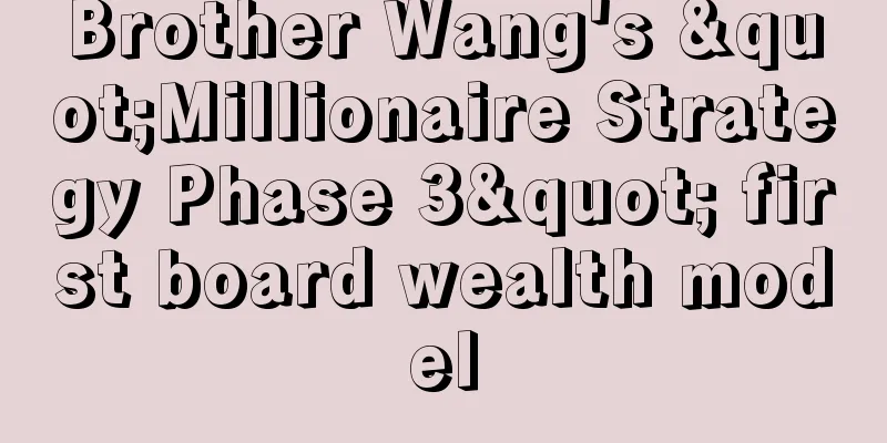 Brother Wang's "Millionaire Strategy Phase 3" first board wealth model