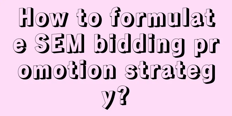 How to formulate SEM bidding promotion strategy?