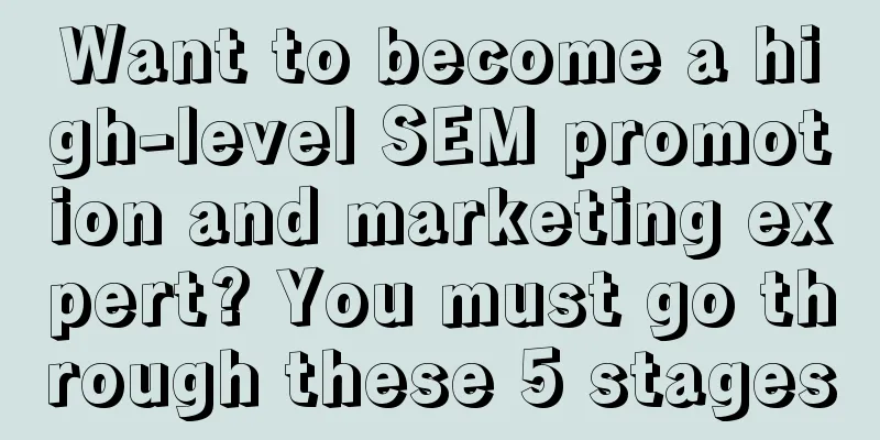 Want to become a high-level SEM promotion and marketing expert? You must go through these 5 stages