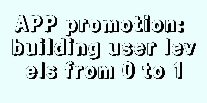 APP promotion: building user levels from 0 to 1