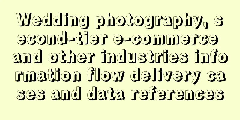 Wedding photography, second-tier e-commerce and other industries information flow delivery cases and data references