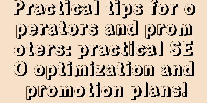 Practical tips for operators and promoters: practical SEO optimization and promotion plans!