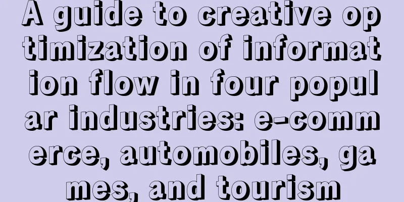 A guide to creative optimization of information flow in four popular industries: e-commerce, automobiles, games, and tourism