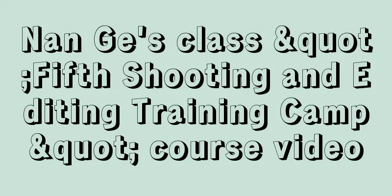 Nan Ge's class "Fifth Shooting and Editing Training Camp" course video