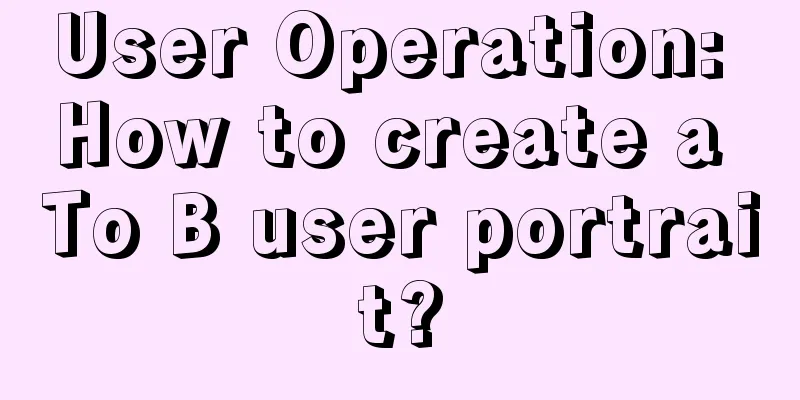 User Operation: How to create a To B user portrait?