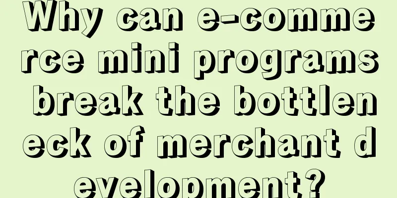 Why can e-commerce mini programs break the bottleneck of merchant development?