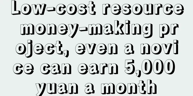 Low-cost resource money-making project, even a novice can earn 5,000 yuan a month