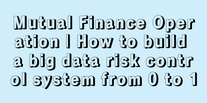 Mutual Finance Operation | How to build a big data risk control system from 0 to 1