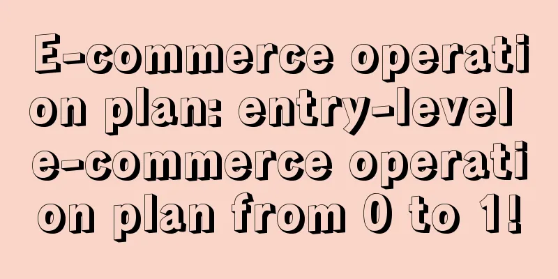 E-commerce operation plan: entry-level e-commerce operation plan from 0 to 1!