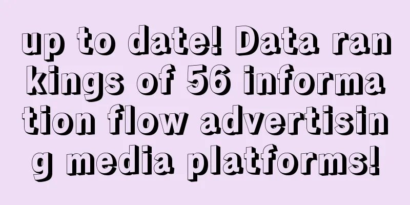 up to date! Data rankings of 56 information flow advertising media platforms!