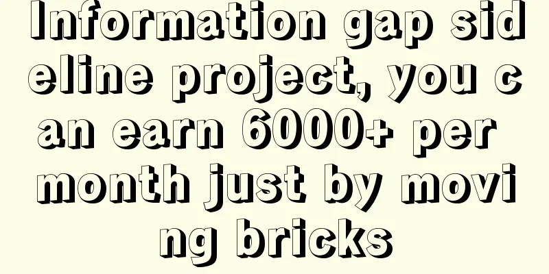 Information gap sideline project, you can earn 6000+ per month just by moving bricks