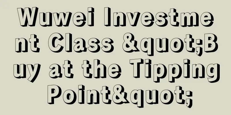 Wuwei Investment Class "Buy at the Tipping Point"