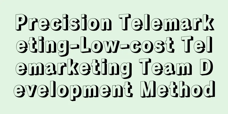 Precision Telemarketing-Low-cost Telemarketing Team Development Method