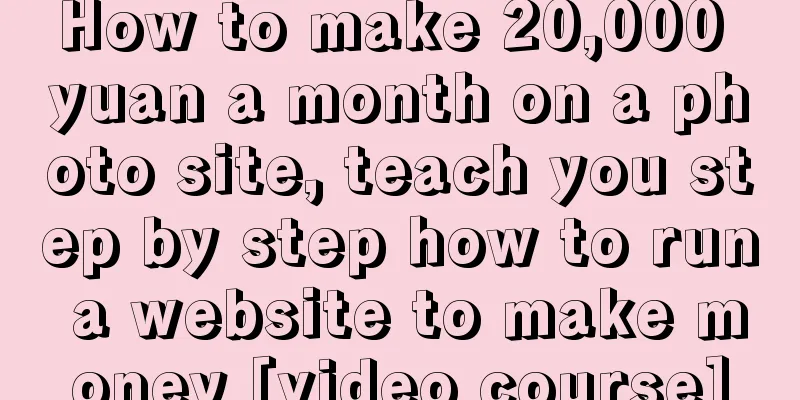 How to make 20,000 yuan a month on a photo site, teach you step by step how to run a website to make money [video course]