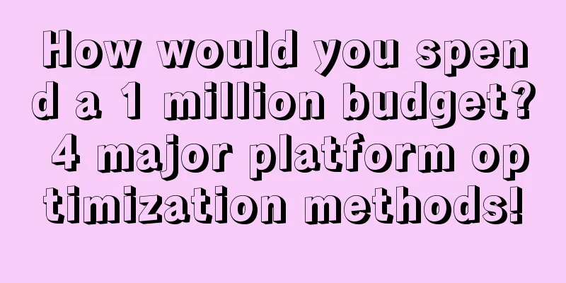 How would you spend a 1 million budget? 4 major platform optimization methods!