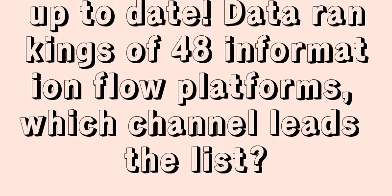 up to date! Data rankings of 48 information flow platforms, which channel leads the list?