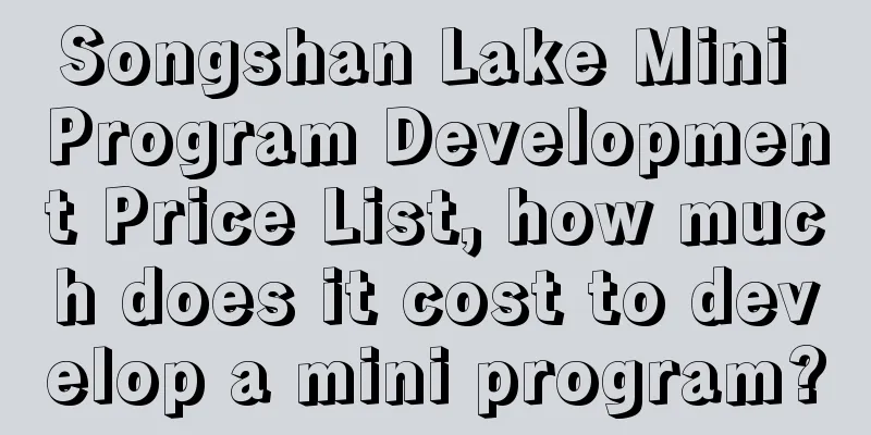 Songshan Lake Mini Program Development Price List, how much does it cost to develop a mini program?