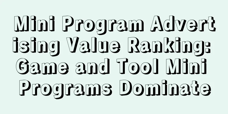 Mini Program Advertising Value Ranking: Game and Tool Mini Programs Dominate