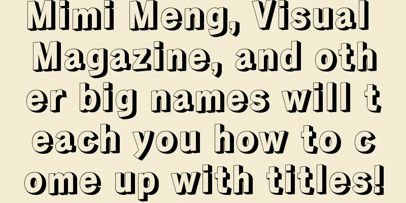 Mimi Meng, Visual Magazine, and other big names will teach you how to come up with titles!